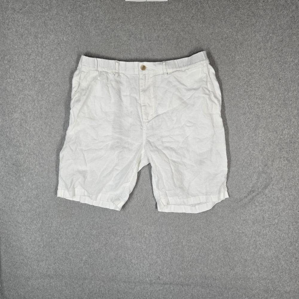 Caribbean Men Shorts 40 White Casual Stretch Linen Bermuda